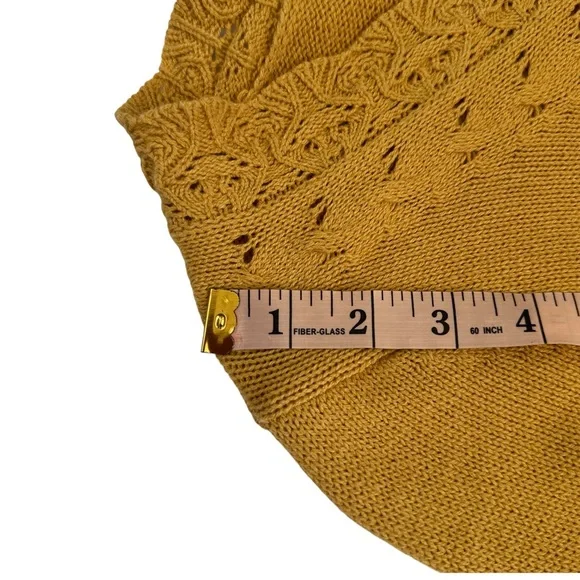 Skye’s The Limit Mustard Yellow Floral Embroidered Statement Sleeve Knit Small - Picture 9 of 10